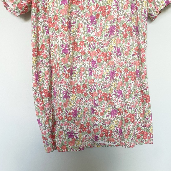 Fate Floral Print Button Front Shirt Dress Puff Sleeve Retro Boho Size Large - Picture 3 of 10